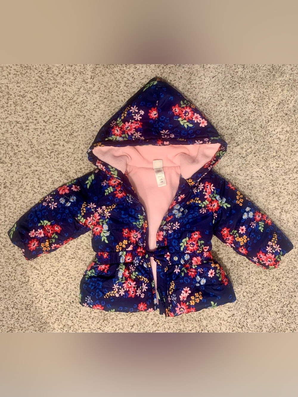 Little Me floral heavy fleece-lined winter coat 12 mo